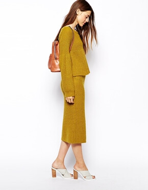 ASOS Knitted Rib Skirt With Mohair ￥347.14