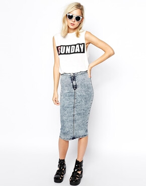 River Island Acid Wash Tube Skirt ￥333.33