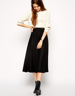 ASOS Midi Circle Skirt in Brushed Wool Mix ￥452.37