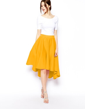 ASOS Midi Skirt in Scuba with Dipped Hem ￥416.66