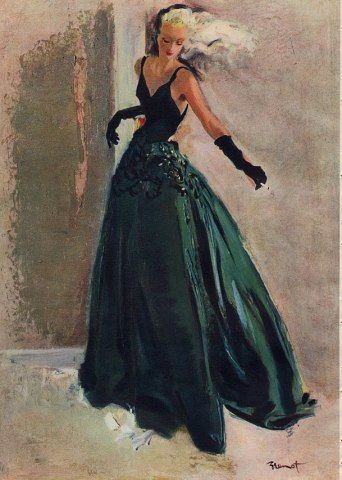 Brénot 1945 Evening gown by Raymond (dit Pierre-Laurent) Brénot | Hprints.com