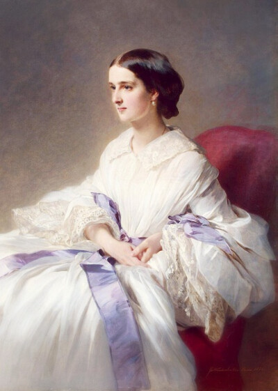 Countess Olga Shuvalova (1838-1869) by Franz Xaver Winterhalter, 1858。德-温德尔哈尔特作品《伯爵夫人奥尔加-舒瓦洛娃》