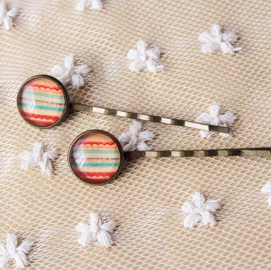 满15元森女系 蕾丝花边复古时光宝石发夹 日系文艺小清新