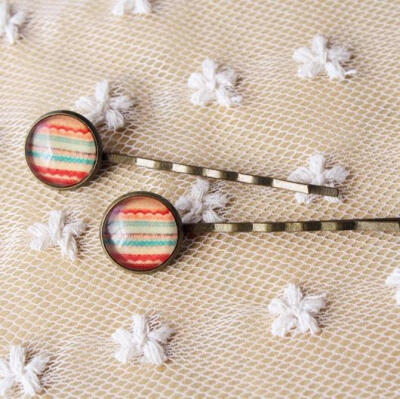 满15元森女系 蕾丝花边复古时光宝石发夹 日系文艺小清新