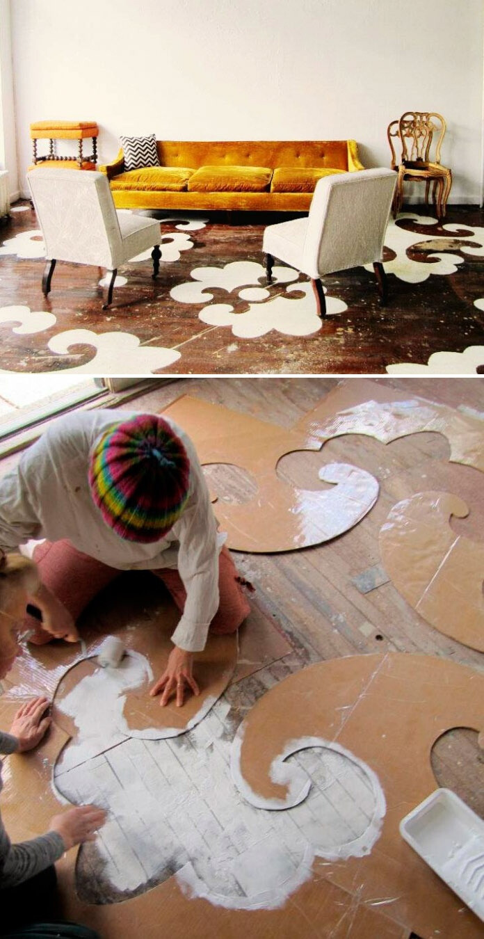 DIY : dramatic stencils on wood floors