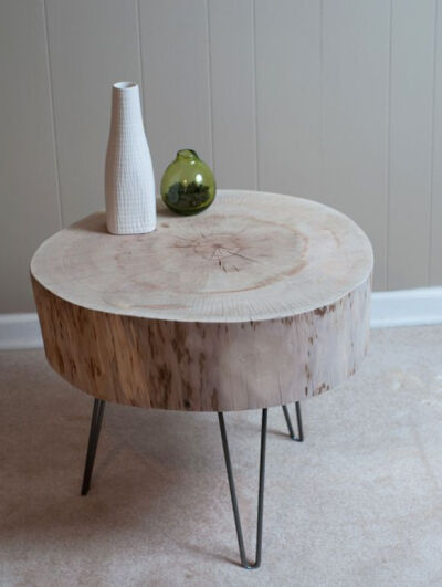 DIY tree trunk table