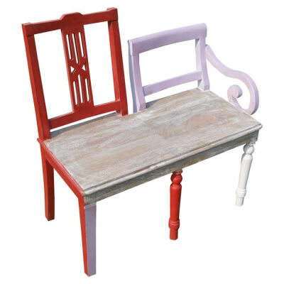 2-in-1 bench // Great idea for up-cycling two very different chairs #designinspiration