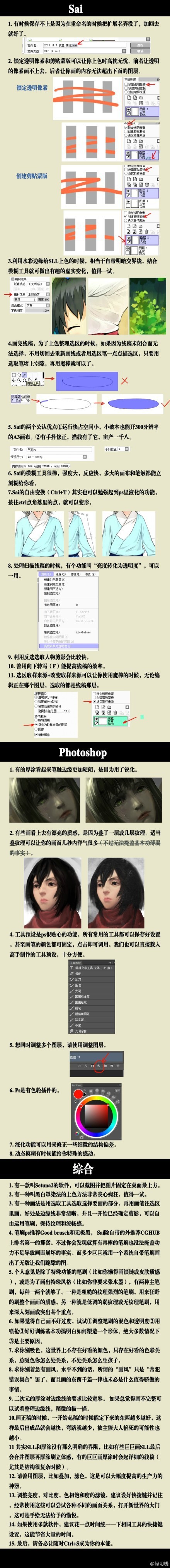 sai和PS的综合绘画教程~~极具学习价值推荐给大家~~by:@轻切线