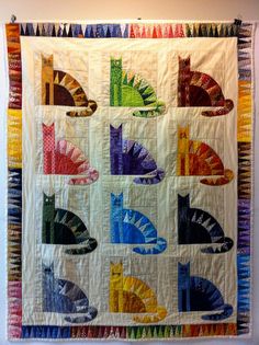 Colorful cat quilt