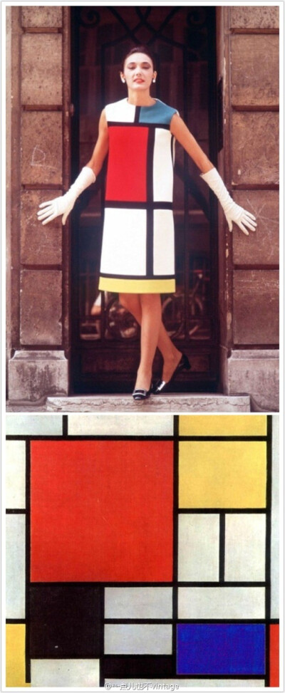 1965 Yves Saint Laurent Dress Inspired by Piet Mondrian