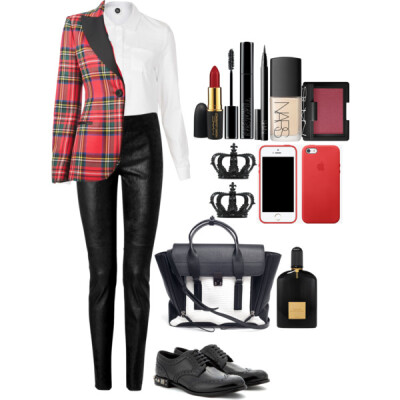 A fashion look from July 2014 featuring Topshop tops, Moschino blazers and Maison Martin Margiela leggings. Browse and shop related looks.