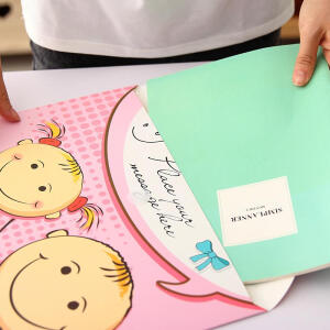 横款卡通文件袋文件夹 韩国创意卡通可爱A4文件夹收纳袋 纸制横款