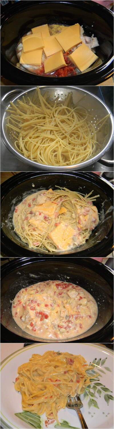 Crock pot Cheesy Chicken Spaghetti