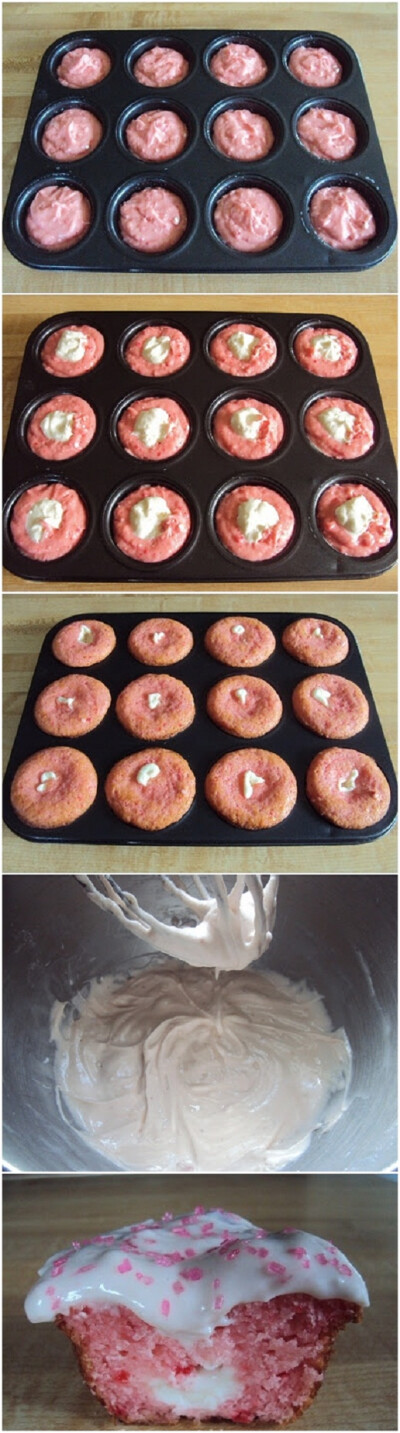 Strawberry Cupcakes with Cheesecake Filling