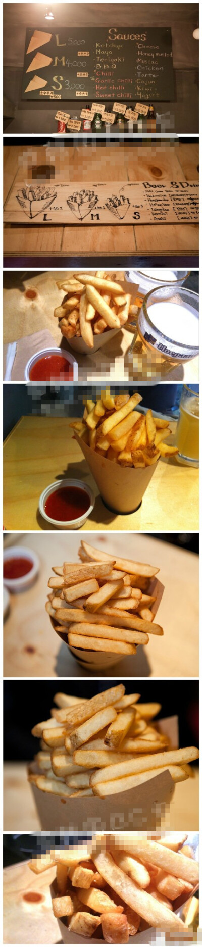 #韩国美食#【CORNET DE FRITES】是位于韩国外国语大学旁边的一家以新鲜炸薯条而出名的小店。因为紧靠外大、庆熙大，所以在大学生中可是非常有人气哒！店内的菜单只有薯条和饮料，薯条也是新鲜炸出来的，绝对保证口感…