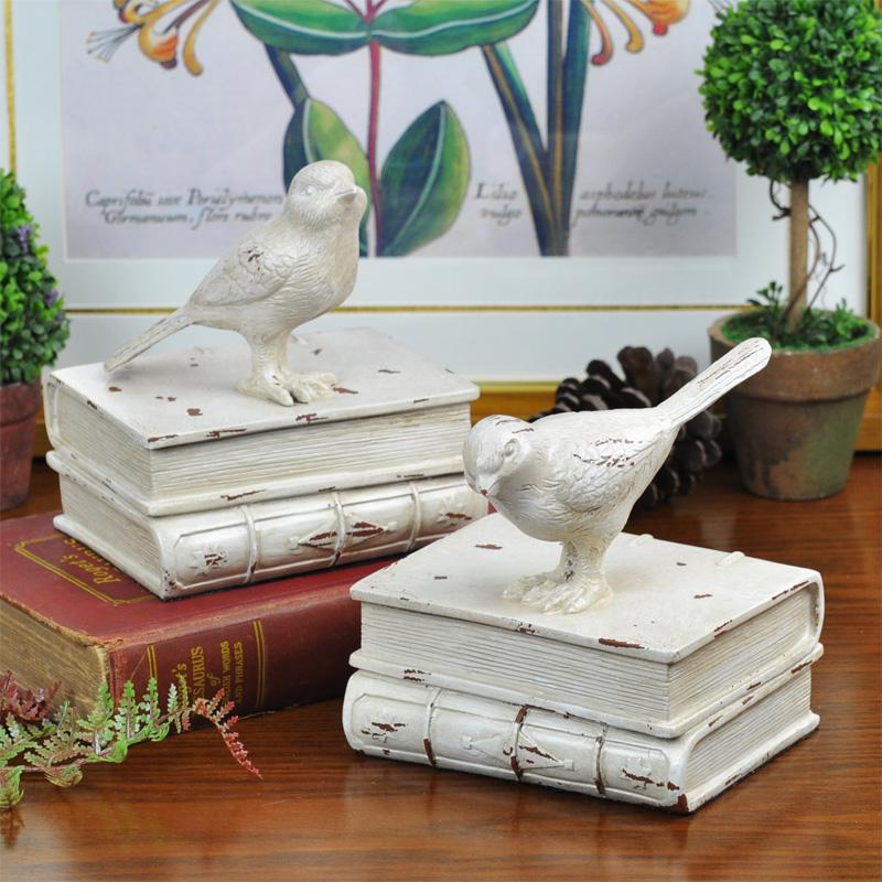 美式乡村复古做旧小鸟书挡书靠书立欧式家居店铺装饰品道具摆件