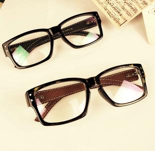 韩国眼镜框可配近视镜架皮质镜腿 铆钉大方框平光眼镜 男女近视