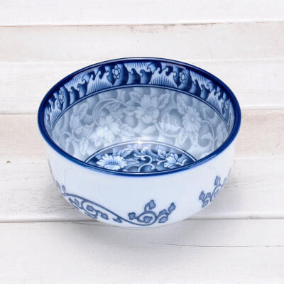 韩国日本进口韩式日式陶瓷器和风餐具创意釉下彩冷面青花参宝饭碗