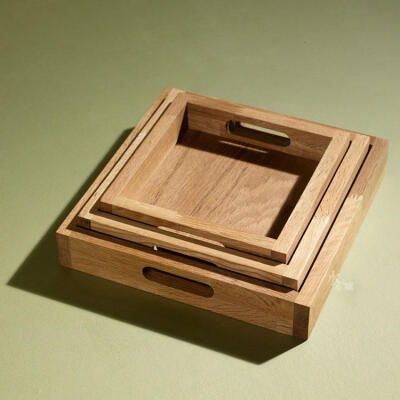 水生之城宜家欧美乡村田园环保实木橡木收纳茶盘点心盘套娃托盘