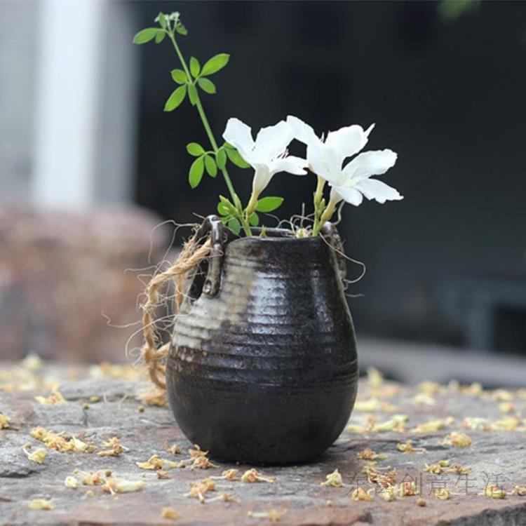 东篱粗陶 纯手工 陶瓷花器花瓶花插 禅意家居挂件摆件 云海