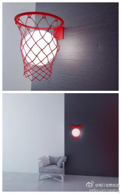 由Andrey Privalov设计的篮球灯（Light Ball），把圆圆的灯球固定在篮筐内，好像刚投入的篮球卡在了篮网里，不会落下。