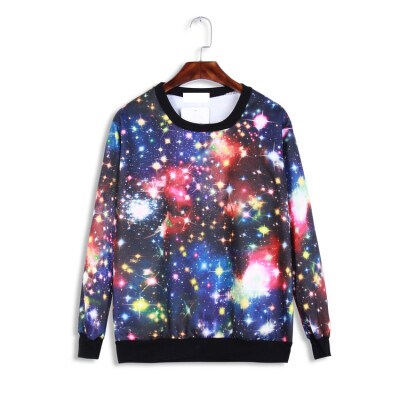 2014韩国韩版秋冬新款抓绒加厚渐变星空印花宇宙原宿BF宽松卫衣女…