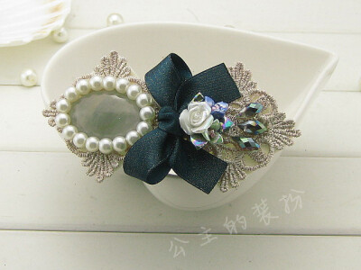 新款韩国饰品 蕾丝宝石水晶钻蝴蝶结发夹顶夹 陶瓷花朵发卡弹簧夹