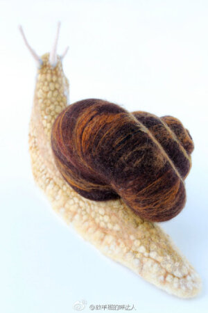 #羊毛毡#这只蜗牛的细节，皮肤的褶皱，真实到起鸡皮疙瘩。By Yvonne's Workshop