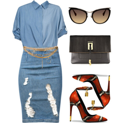 A fashion look from September 2014 featuring Chicnova Fashion blouses, Frame Denim skirts and Michael Kors clutches. Browse and shop related looks.