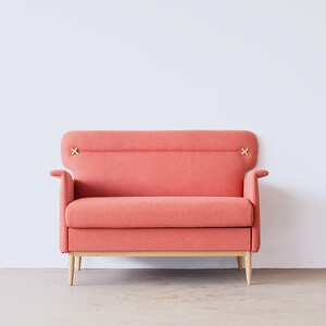 吱音创意抽屉沙发小户型双人布艺沙发北欧简约咖啡厅设计家具的图片