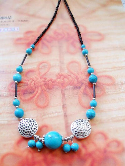 西藏云南民族风饰品藏饰藏银女绿松石项链CSXL035复古配饰