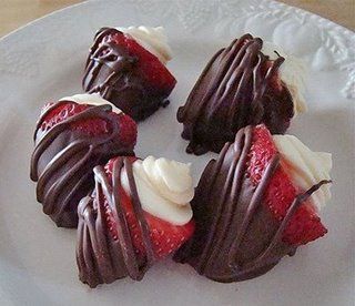 Cheesecake filled chocolate covered strawberries. Oh my.