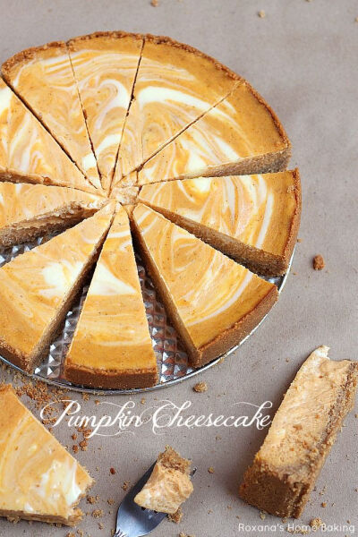 Two fall favorite desserts - pumpkin pie meets velvety cheesecake in this scrumptious marble pumpkin cheesecake.