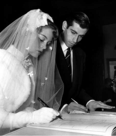 Brigitte Bardot and Roger Vadim on their wedding day, December 20, 1952, Paris (she was 18 years old)