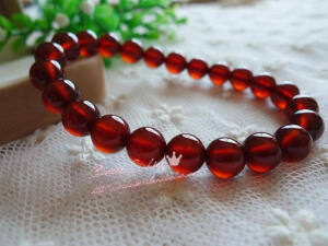 超美的橙红色石榴石圆珠式手链~颗颗如同暖人心间的小太阳，瞬间融化了~