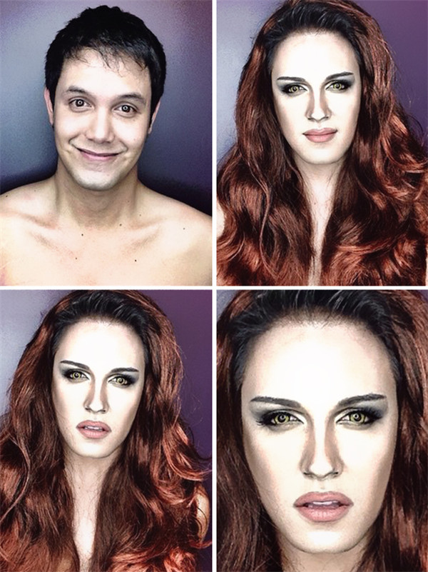 这哥们叫Paolo Ballesteros，他有个绝技，就是把自己化妆成各种女性名人。