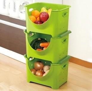 日式叠加塑料收纳箱筐 厨房水果蔬菜置物架 蔬果框 收纳篮