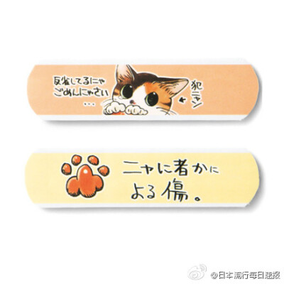 【献给猫奴】猫伤专用创可贴，“没错这就是我干的，怪我咯www”，一套六张售价602円…官网http://t.cn/RhrO2Rv