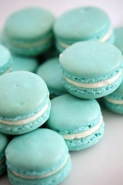 Tiffany blue macarons. Non-beachy sea glass wedding inspiration.