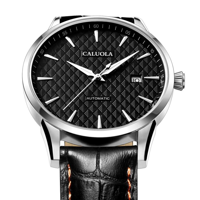 卡罗莱自动机械手表男士手表机械表时尚钢带男表真皮带防水表