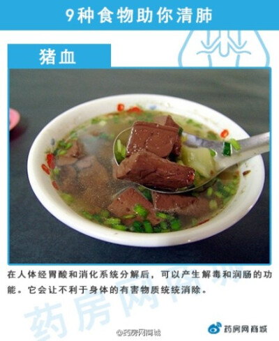 #健康资讯# 【#雾霾天# 过后，9种食物助你清肺】这段时间全国的空气污染指数偏高，每天呼吸进去这些颗粒，容易引起急性上呼吸道感染、肺炎等疾病。抵御雾霾，小编整理9大清肺食物！赶紧收藏吧~