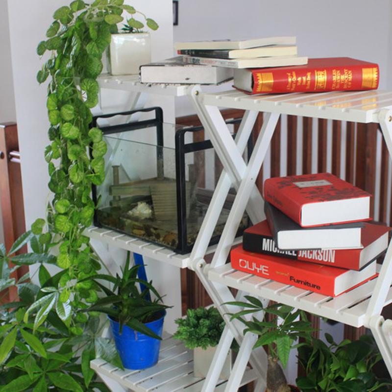 叠平板花架简易创意楠竹多层简易多层防尘鞋架鞋柜阳台置物架