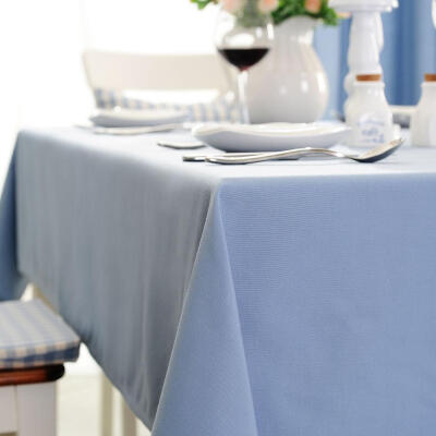 喻小姐地中海素灰蓝素色桌布素色款棉盖布 茶几布 双 四 六人座