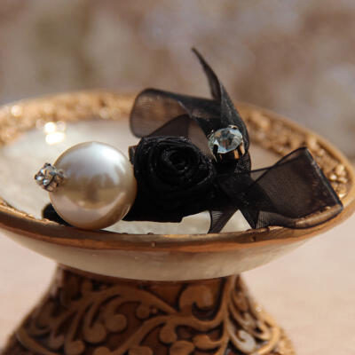 洋葱谷仓 来自星星的你 黑色经典小香风发饰发绳 大珍珠发圈