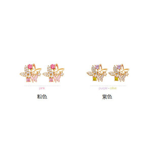 三只蝴蝶闪闪耳钉