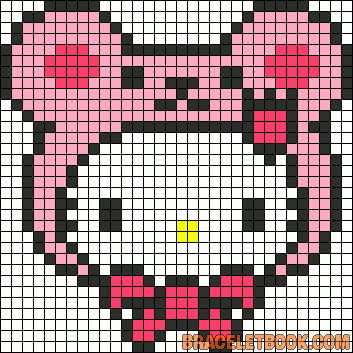 Free Kawaii Hello Kitty Cross Stitch Chart or Hama Perler Bead Pattern