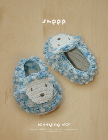 Sheep Baby Booties Crochet PATTERN, SYMBOL DIAGRAM (pdf) by kittying