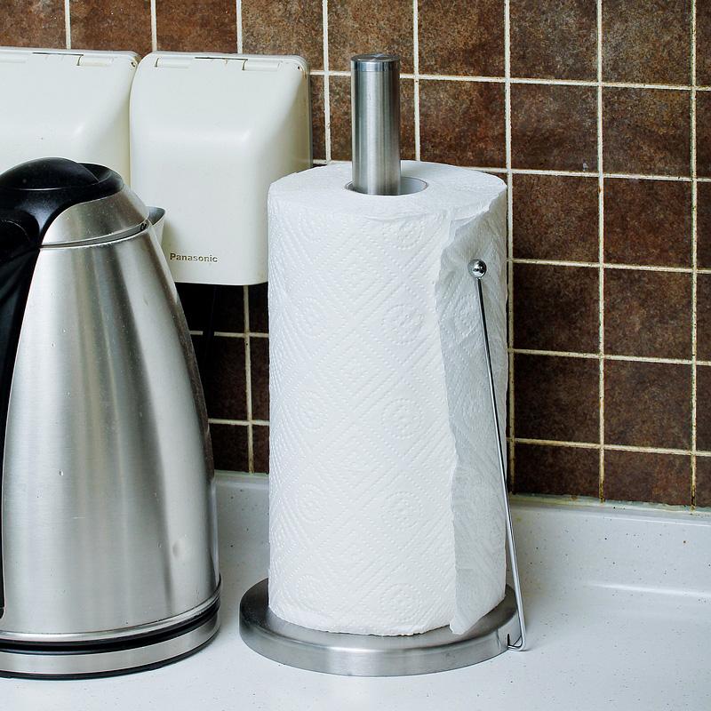 欧润哲 创意不锈钢餐厅厨房家用卷筒纸巾架 大长卷纸巾座保鲜膜架