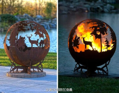 Firepits， 这个该如何信雅达的翻译说不好，反正就是那种烧火的容器，简陋的的切开的油桶就可以，可是还是有很多非常艺术感的，平时看上去也许就是个生满锈的铁球，一旦点了火，真是涅槃了。