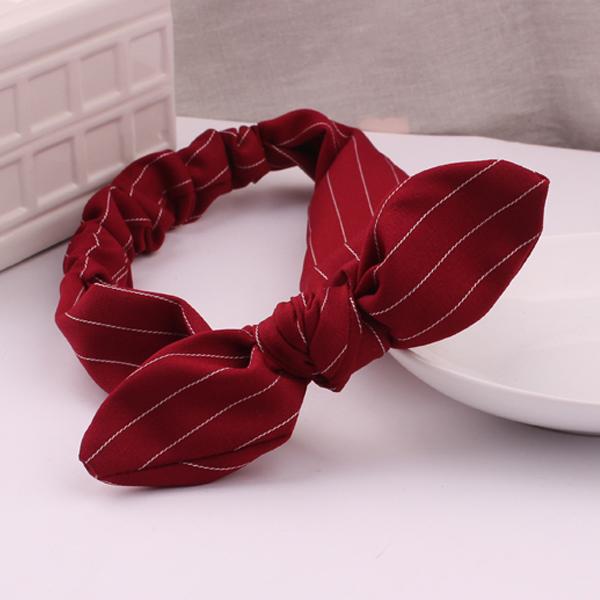 韩国条纹布艺发箍百变兔耳朵头箍蝴蝶结发带发饰发卡头巾可爱